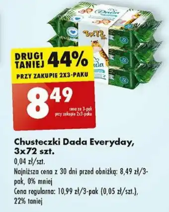 Biedronka Chusteczki Dada Everyday 3x72 szt. oferta