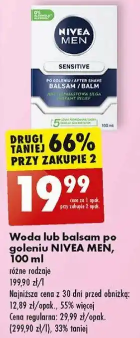 Biedronka Woda lub balsam po goleniu NIVEA MEN 100 ml oferta