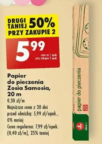 Biedronka Papier do pieczenia Zosia Samosia 20m oferta