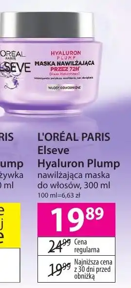 Hebe L'ORÉAL PARIS Elseve Hyaluron Plump nawilżająca maska do włosów, 300 ml oferta