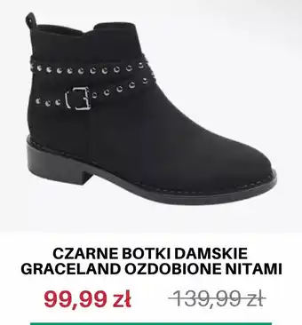 Deichmann Czarne Botki damskie Graceland ozdobione nitami oferta