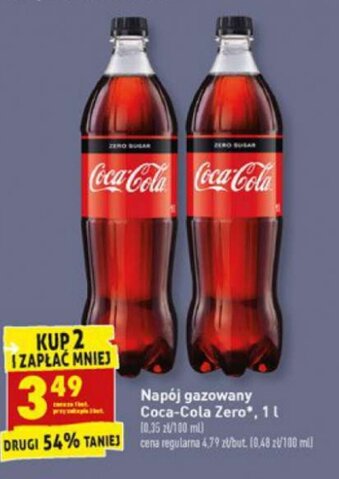 Biedronka Napój gazowany Coca-Cola Zero 1l oferta