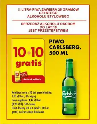 Biedronka Piwo carlsberg 500ml oferta