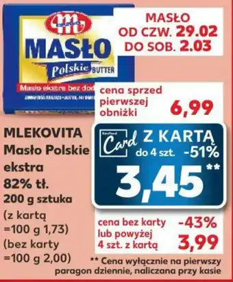 Kaufland MLEKOVITA Masło Polskie ekstra 82% tł. 200g oferta