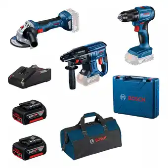 Castorama Zestaw Bosch wkrętarka gsr 185 + szlifierka gws 180 + młot gbh 180 2 x 4.0 Ah + torba oferta