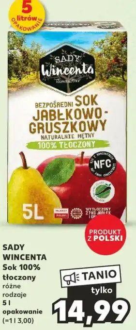 Kaufland SADY WINCENTA Sok 100% tłoczony 5l oferta