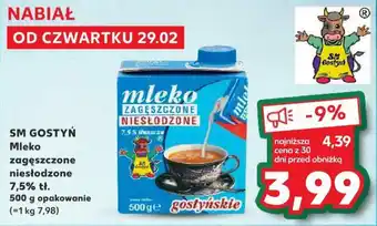 Kaufland SM GOSTYŃ Mleko zagęszczone niesłodzone 7,5% tł. 500 g oferta