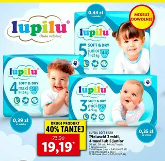 Lidl Pieluszki 3 midi, 4 maxi lub 5 junior oferta