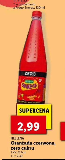 Lidl Oranżada czerwona, zero cukru oferta