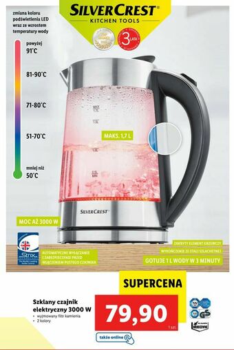 Lidl Szklany czajnik elektryczny 3000 W oferta
