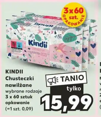 Kaufland KINDII Chusteczki nawilżane 3 x 60 szt. oferta