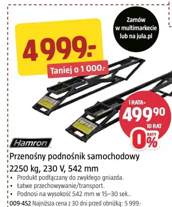 Jula Podnośnik samochodowy Hamron oferta