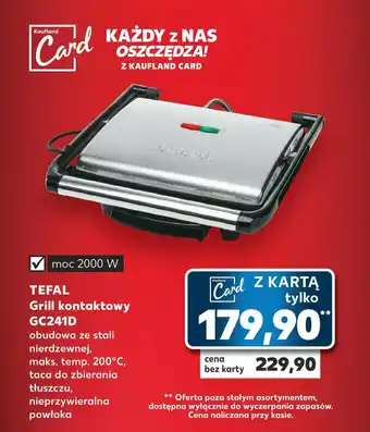 Kaufland TEFAL Grill kontaktowy GC241D oferta