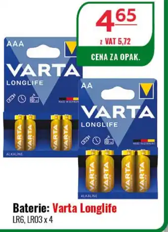 Baterie: Varta Longlife LR6, LR03 x 4