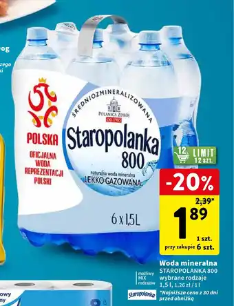 Intermarche Woda mineralna STAROPOLANKA 800 1,5 l oferta