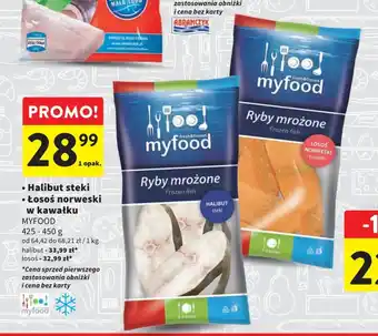 Intermarche MYFOOD HALIBUT steki łosoś norweski w kawałku 425-450g oferta