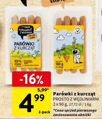 Intermarche Parówki z kurcząt PROSTO Z WĘDLINIARNI 2 x 90 g oferta