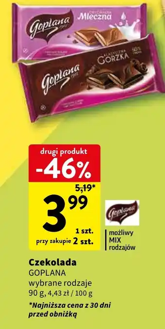 Intermarche Czekolada GOPLANA 90 g oferta