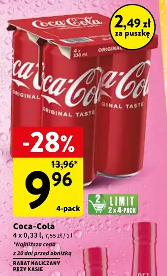 Intermarche Coca Cola 4 x 0,33 l oferta