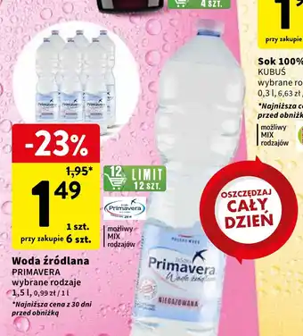 Intermarche Woda źródlana PRIMAVERA 1,5 l oferta