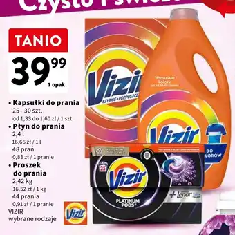 Intermarche VIZIR Kapsułki do prania 25-30 szt. / Płyn do prania 2,4 l / Proszek do prania 2,42 kg oferta