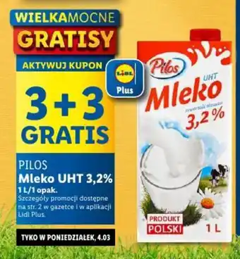 Lidl PILOS Mleko UHT 3,2% 1l oferta