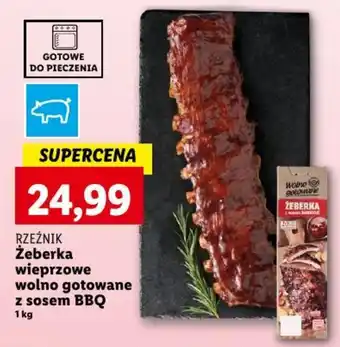 Lidl Żeberka wieprzowe wolno gotowane z sosem BBQ 1kg oferta