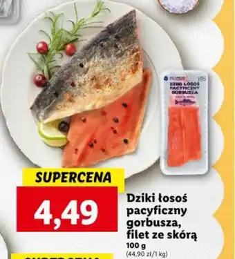Lidl Dziki łosoś pacyficzny gorbusza, filet ze skórą 100 g oferta
