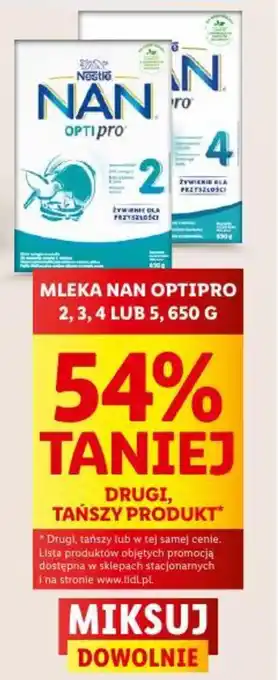 Lidl MLEKA NAN OPTIPRO 2, 3,4 LUB 5, 650 G oferta