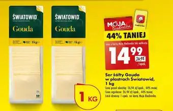 Biedronka Ser żółty Gouda w plastrach Światowid, 1 kg oferta