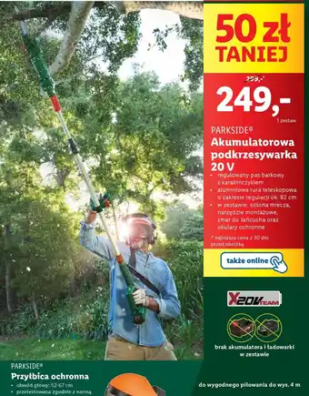 Lidl PARKSIDE Akumulatorowa podkrzesywarka 20V oferta
