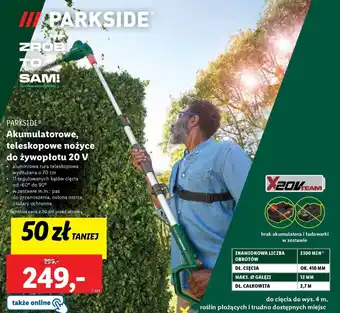 Lidl PARKSIDE Akumulatorowe teleskopowe nożyce do żywopłotu 20 V oferta
