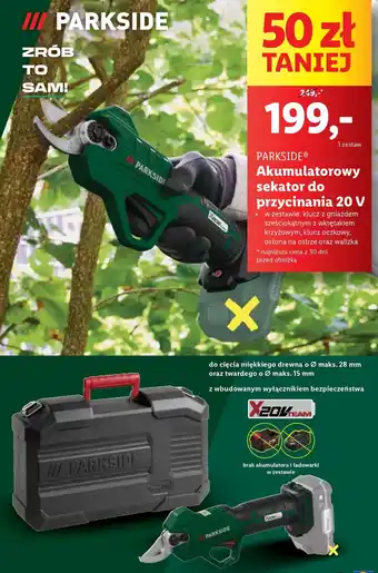 Lidl PARKSIDE Akumulatorowy sekator do przycinania 20 V oferta
