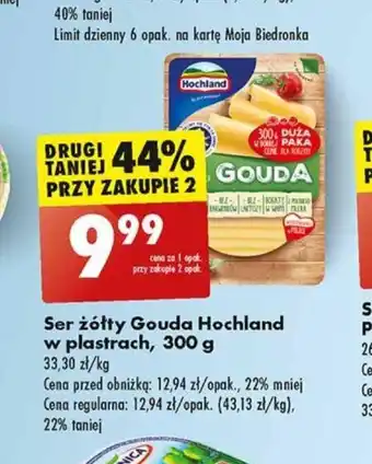 Biedronka Hochland Ser żółty Gouda w plastrach, 300 g oferta
