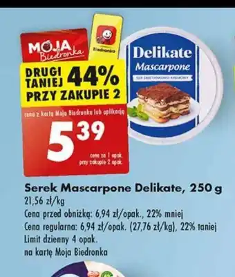Biedronka Delikate Serek Mascarpone 250 g oferta