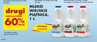 Biedronka MLEKO WIEJSKIE PIĄTNICA 1L oferta