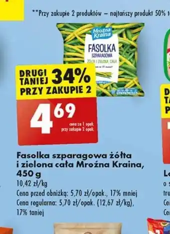 Biedronka Mroźna Kraina Fasolka szparagowa żółta i zielona cała 450 g oferta