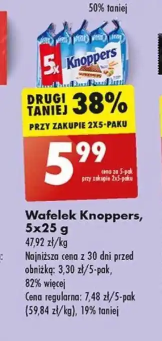 Biedronka Knoppers Wafelek 5x25 g oferta