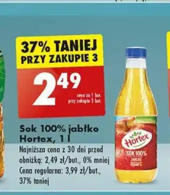 Biedronka Hortex Sok 100% jabłko 1l oferta