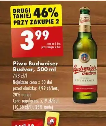 Biedronka Piwo Budweiser Budvar, 500 ml oferta
