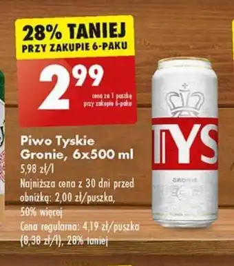 Biedronka Piwo Tyskie Gronie, 6x500 ml oferta