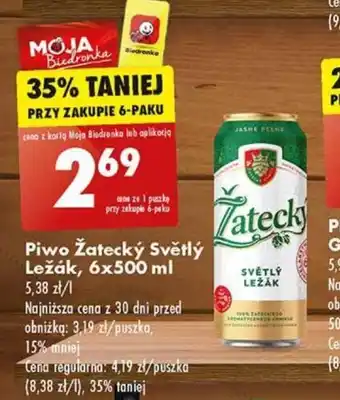 Biedronka Piwo Žatecký Světlý Ležák, 6x500 ml oferta