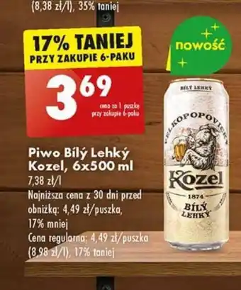 Biedronka Piwo Bílý Lehký Kozel, 6x500 ml oferta