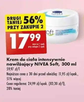 Biedronka NIVEA Krem do ciała intensywnie nawilżający Soft, 300 ml oferta