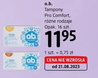 dm drogerie markt o.b. Tampony Pro Comfort, 16 szt. oferta
