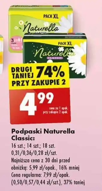 Biedronka Podpaski Naturella Classic oferta