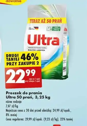 Biedronka Proszek do prania Ultra 50 prań, 3,25 kg oferta