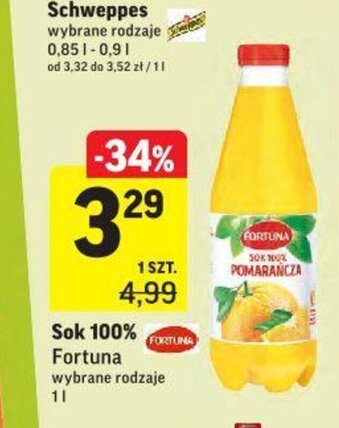 Intermarche Sok 100% Fortuna 1l oferta