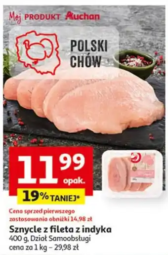 Auchan Sznycle z fileta z indyka 400 g oferta