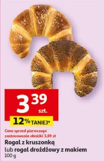 Auchan Rogal z kruszonką lub rogal drożdżowy z makiem 100 g oferta